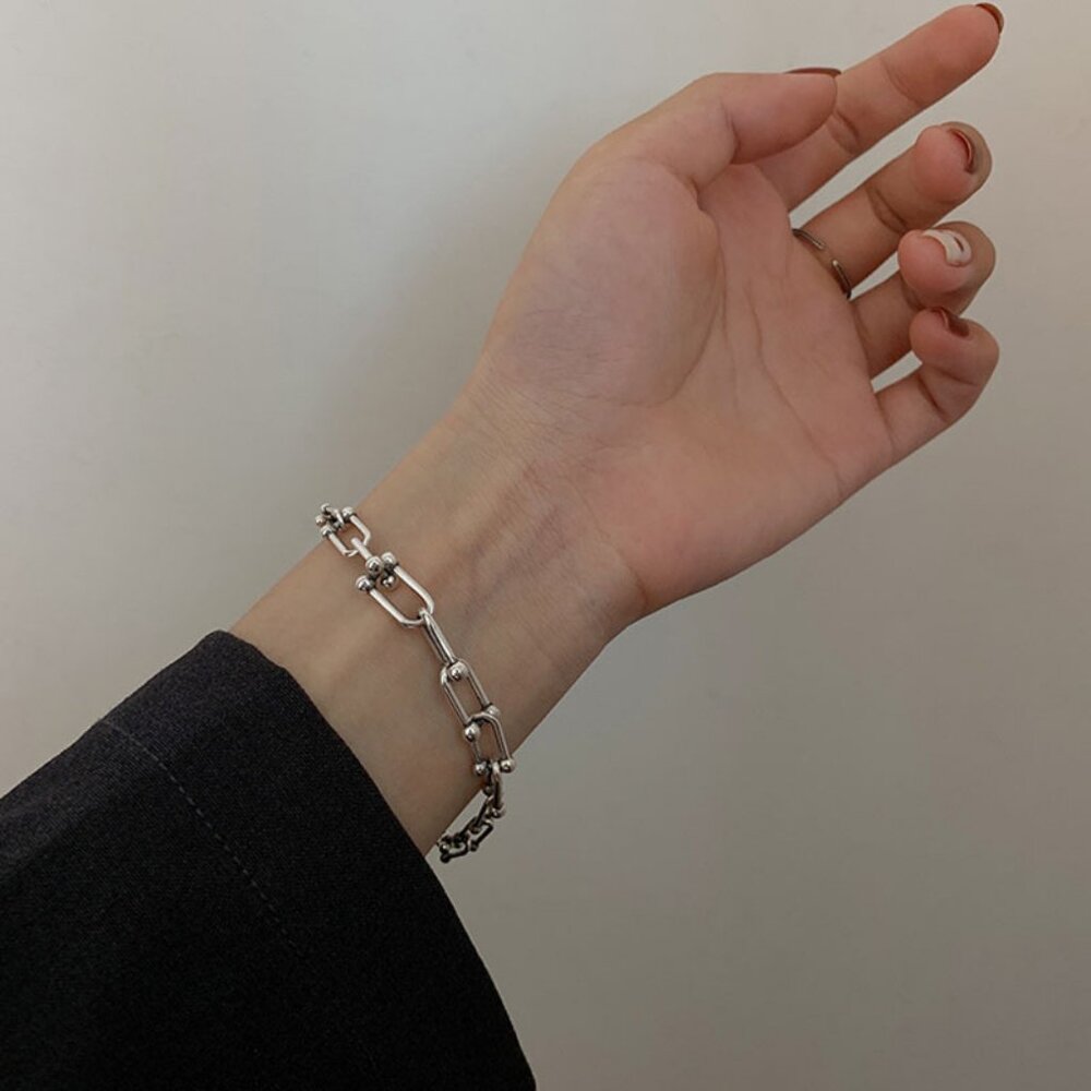 NEW 925 Sterling Silver Horseshoe Link Chain Bracelet - Picture 9 of 9